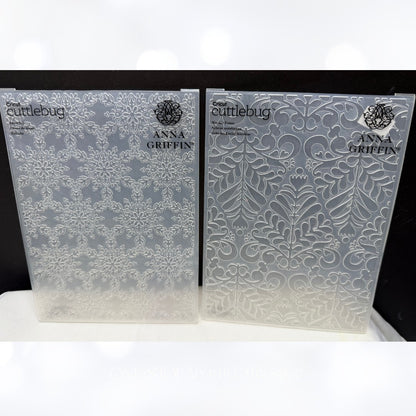 Anna Griffin GARLAND TREES Nordic Christmas Snowfall 5x7 Embossing Folders Lot