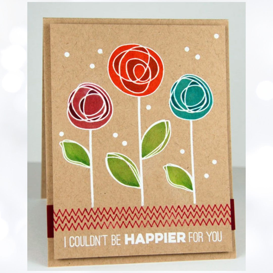 My Favorite Things CIRCLE SCRIBBLE FLOWERS Mixed Media Rubber Stamps Dies