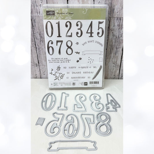Stampin Up NUMBER OF YEARS Large Number Framelits Birthday Rubber Stamps Dies