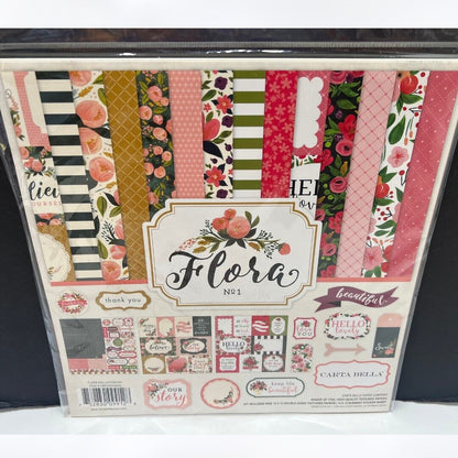 Carta Bella FLOWER MARKET Flora No 1 12x12 Cardstock Paper Kits Lot of 2