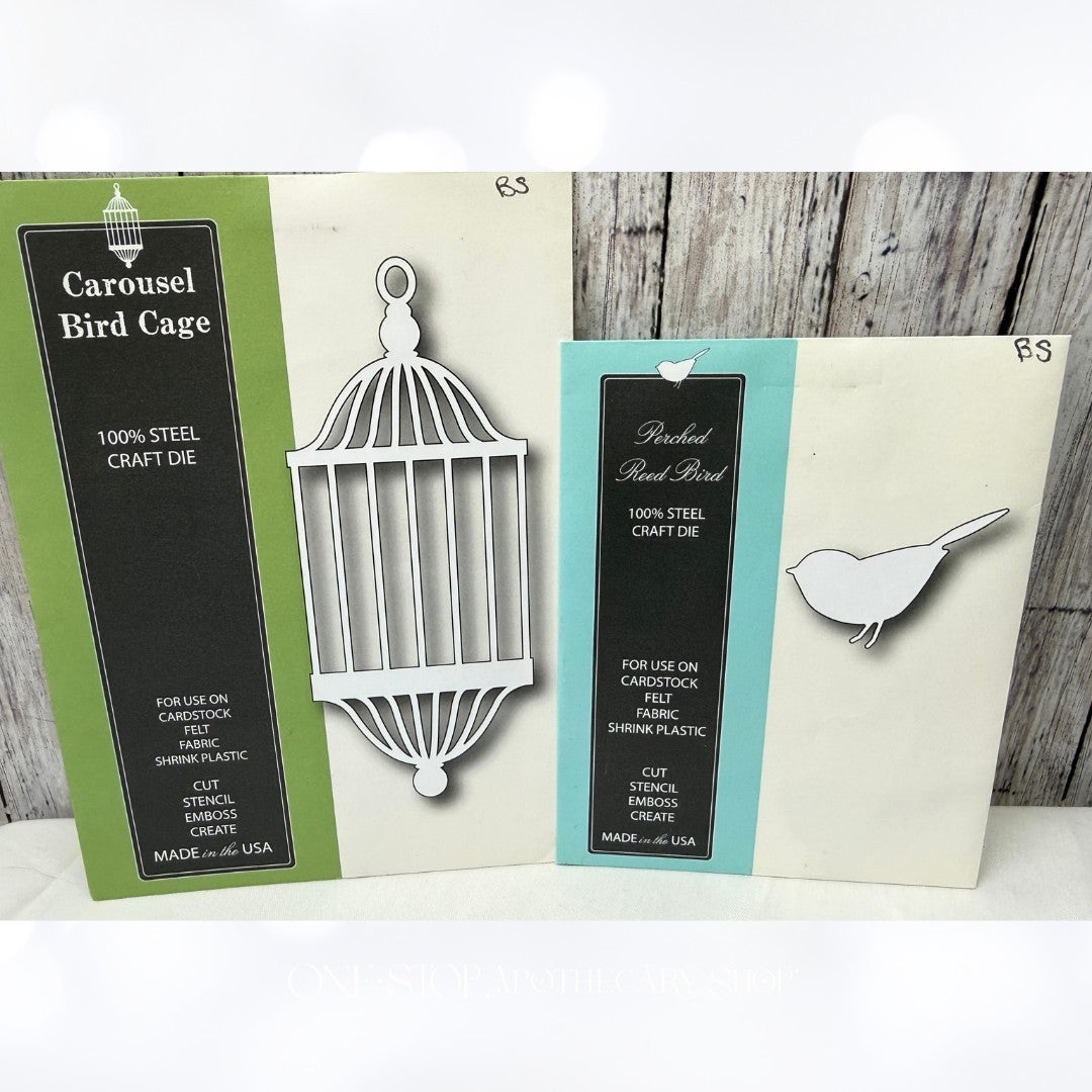 Memory Box CAROUSEL BIRD CAGE Perched Reed Bird Dies