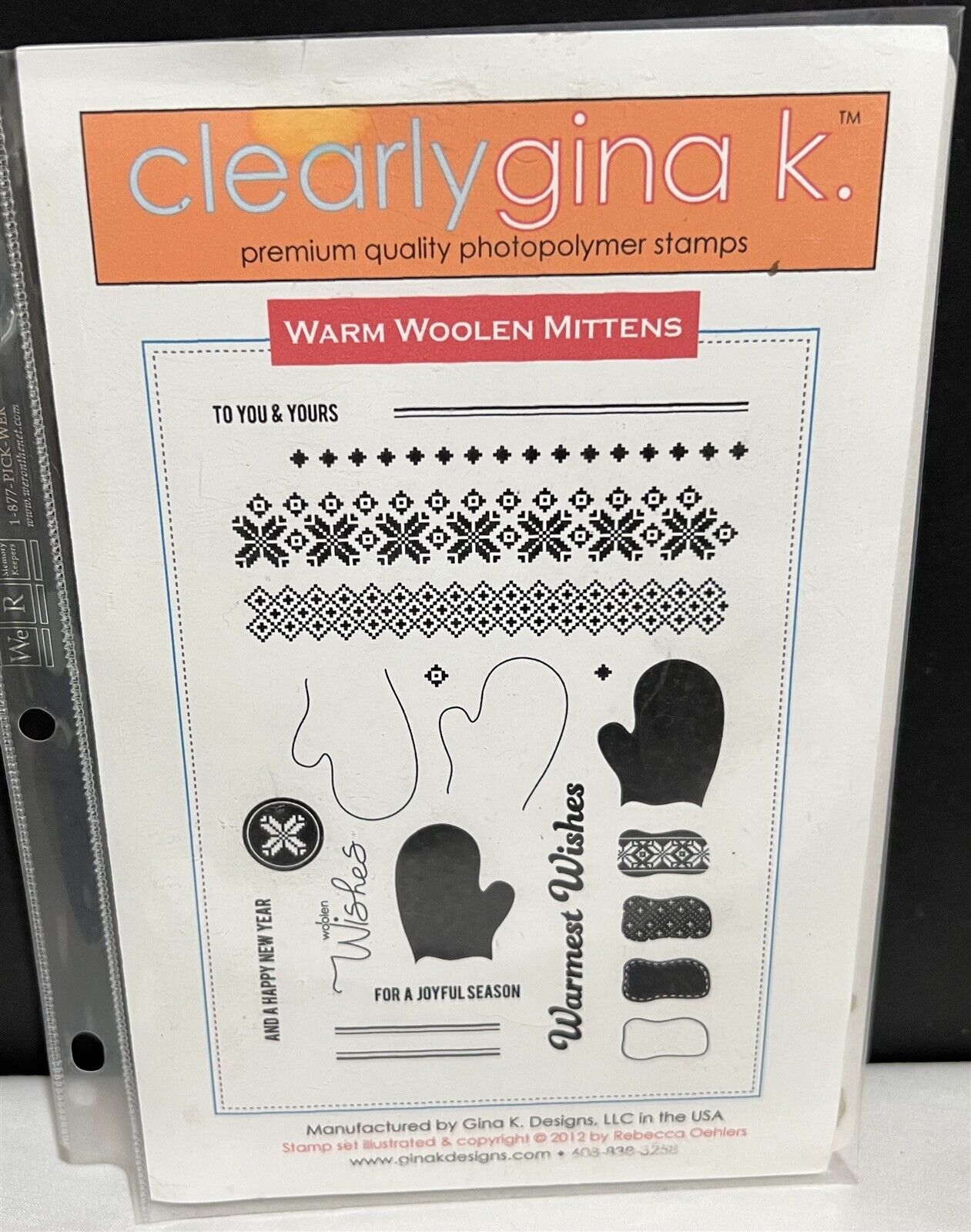 Gina K Designs WARM WOOLEN MITTENS Christmas Rubber Stamps Set