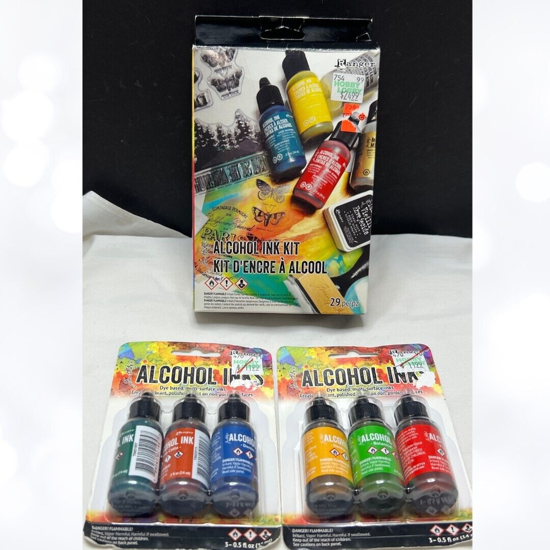 Tim Holtz ALCOHOL INK KIT Inks Mixed Media Rubber Stamps Lot