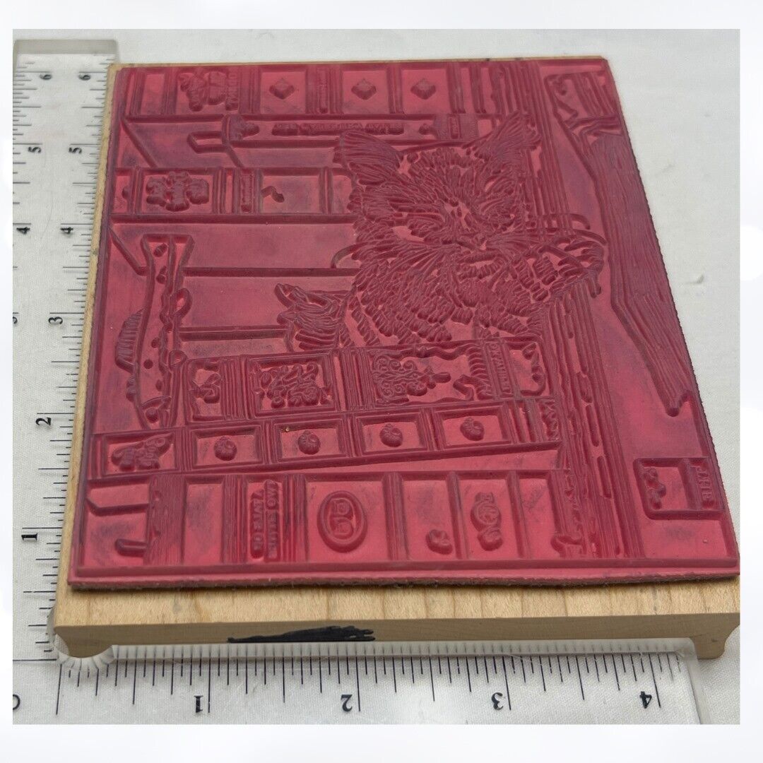 Stamps Happen FREDERICK THE LITERATE Cat Books Library Rubber Stamp