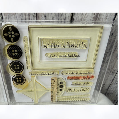 Papertrey Ink BUTTON BOUTIQUE Notable Notions Rubber Stamps Dies Rare