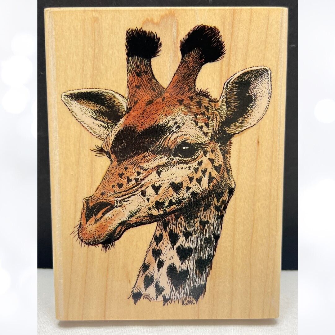 Stampa Rosa HEARTY GIRAFFE Zoo Safari Animal Rubber Stamp