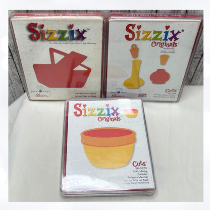Sizzix MIXING BOWL Picnic Basket Bottles Bigz Dies Lot of 3