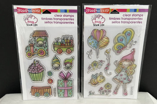 Stampendous FAIRY CHRISTMAS Train Fairies Elf Elves Rubber Stamps Lot of 2