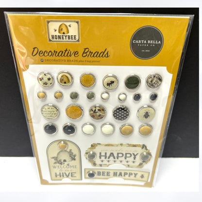 Carta Bella HONEYBEE Bees 6x6 Paper Ephemera Brads Chipboard Collection