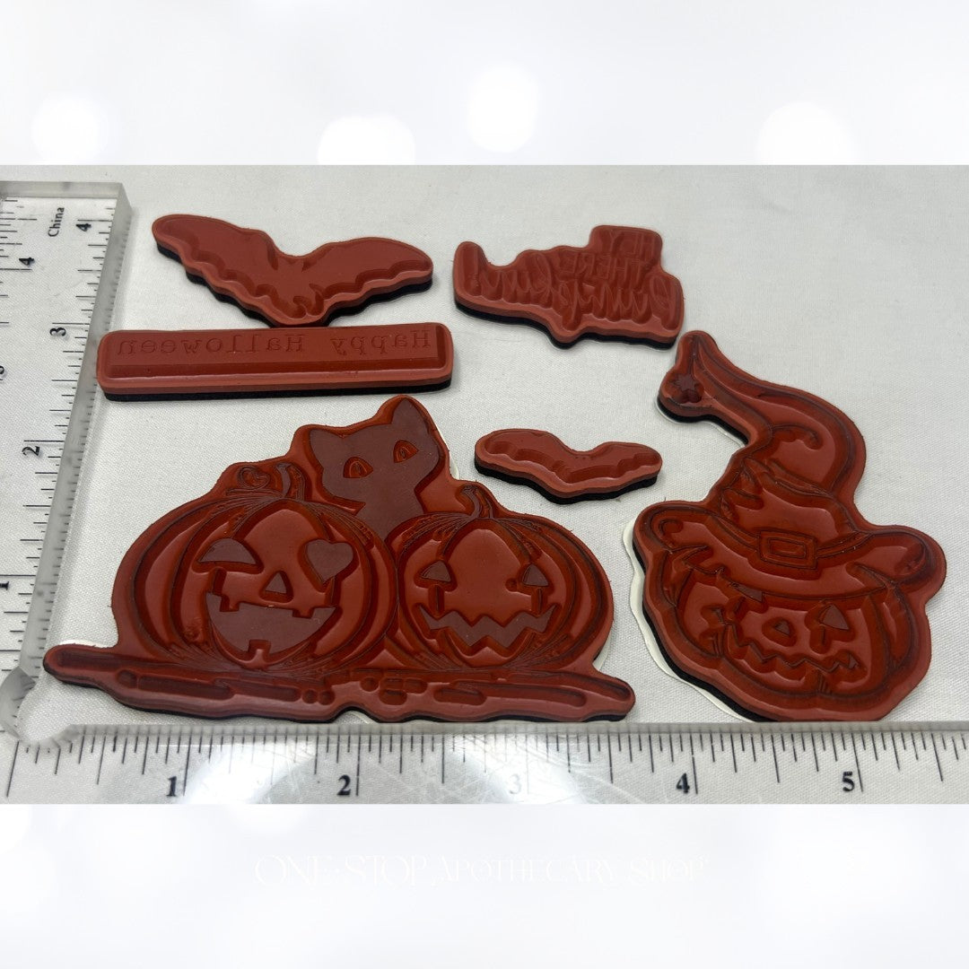 Unity Stamps HEY THERE PUMPKIN Black Cat Halloween Pumpkins Rubber Stamps