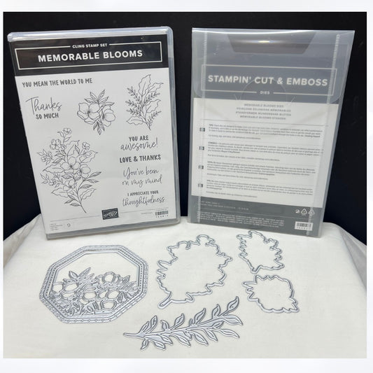 Stampin Up MEMORABLE BLOOMS Flowers Rubber Stamps Dies
