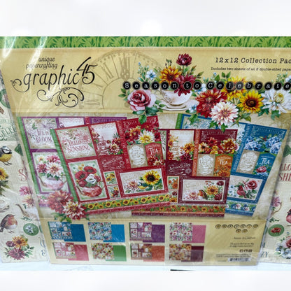 Graphic 45 SEASON TO CELEBRATE 12x12 8x8 Paper Stickers Die Cuts Kit