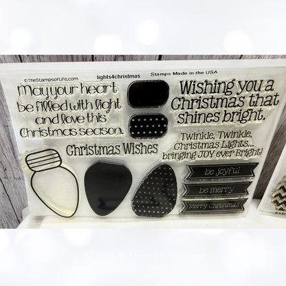 Stamps of Life CHRISTMAS LIGHTS Bulb Holiday Patterns Rubber Stamps Dies
