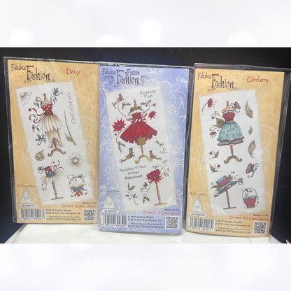 Katy Sue FABULOUS FASHION Dress Christmas Flowers Rubber Stamps Lot of 3