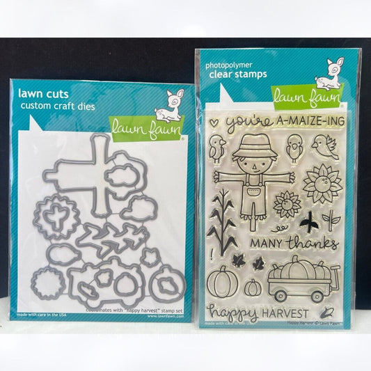 Lawn Fawn HAPPY HARVEST Fall Autumn Rubber Stamps Dies 