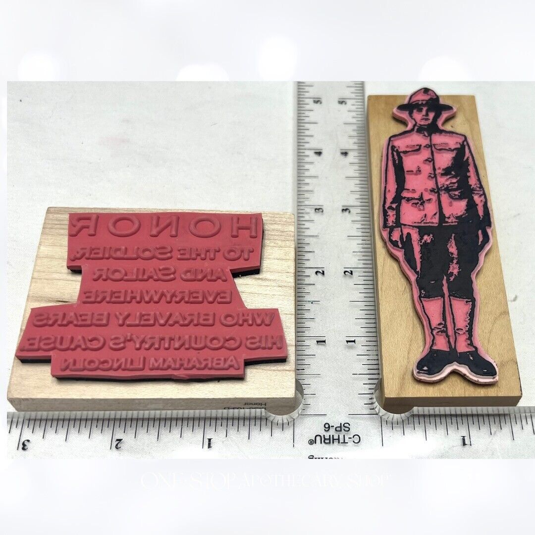 River City Rubber Works WAR RATION BOOK Soldier Military Rubber Stamps Lot of 3