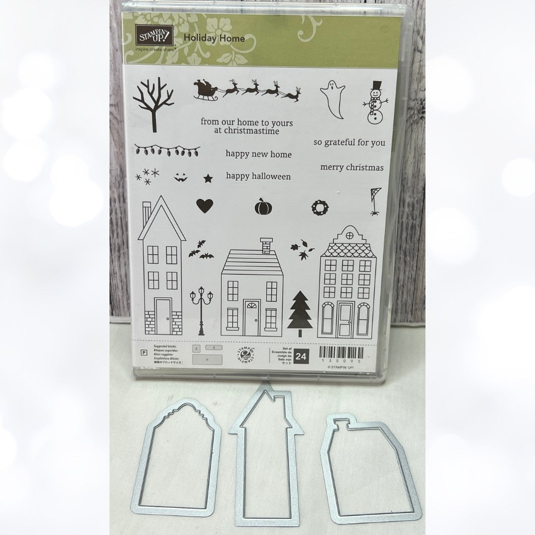 Stampin Up HOLIDAY HOME Christmas Village Rubber Stamps Dies