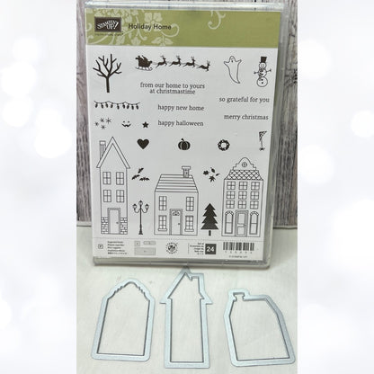 Stampin Up HOLIDAY HOME Christmas Village Rubber Stamps Dies