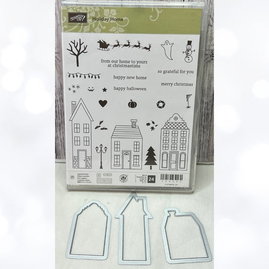 Stampin Up HOLIDAY HOME Christmas Village Rubber Stamps Dies