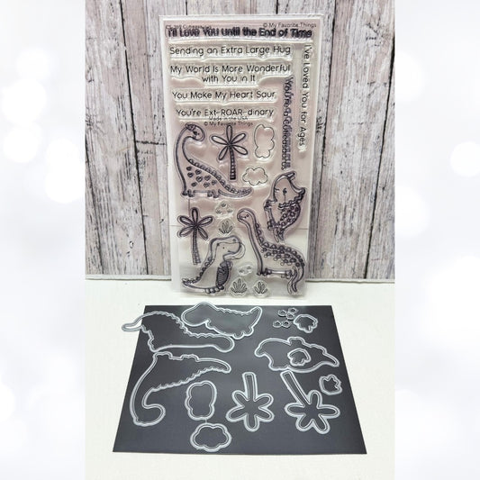 My Favorite Things CUTIEASAURUS Dinosaurs Dinos Rubber Stamps Dies