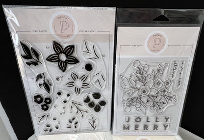 Pigment Craft Co CHRISTMAS BOUQUET Flowers Floral Rubber Stamps Dies Stencils