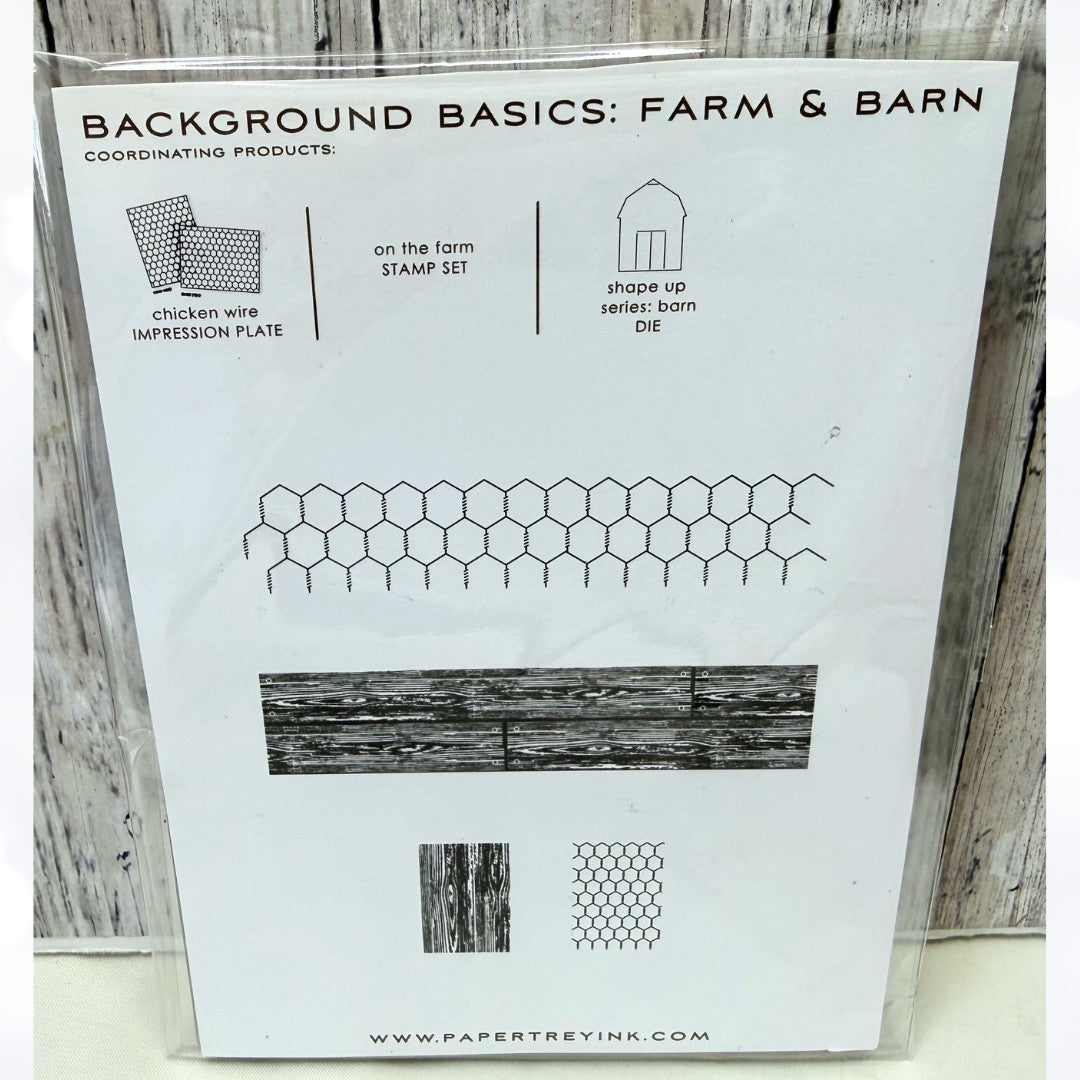 Papertrey Ink FARM & BARN Wood Chicken Wire Background Basics