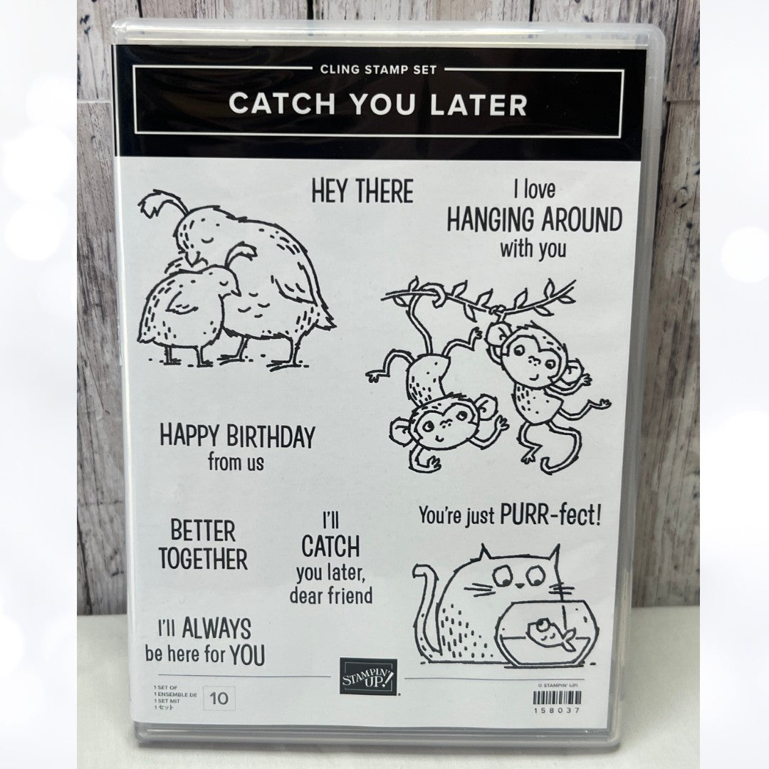 Stampin Up CATCH YOU LATER Monkey Cat Rubber Stamps