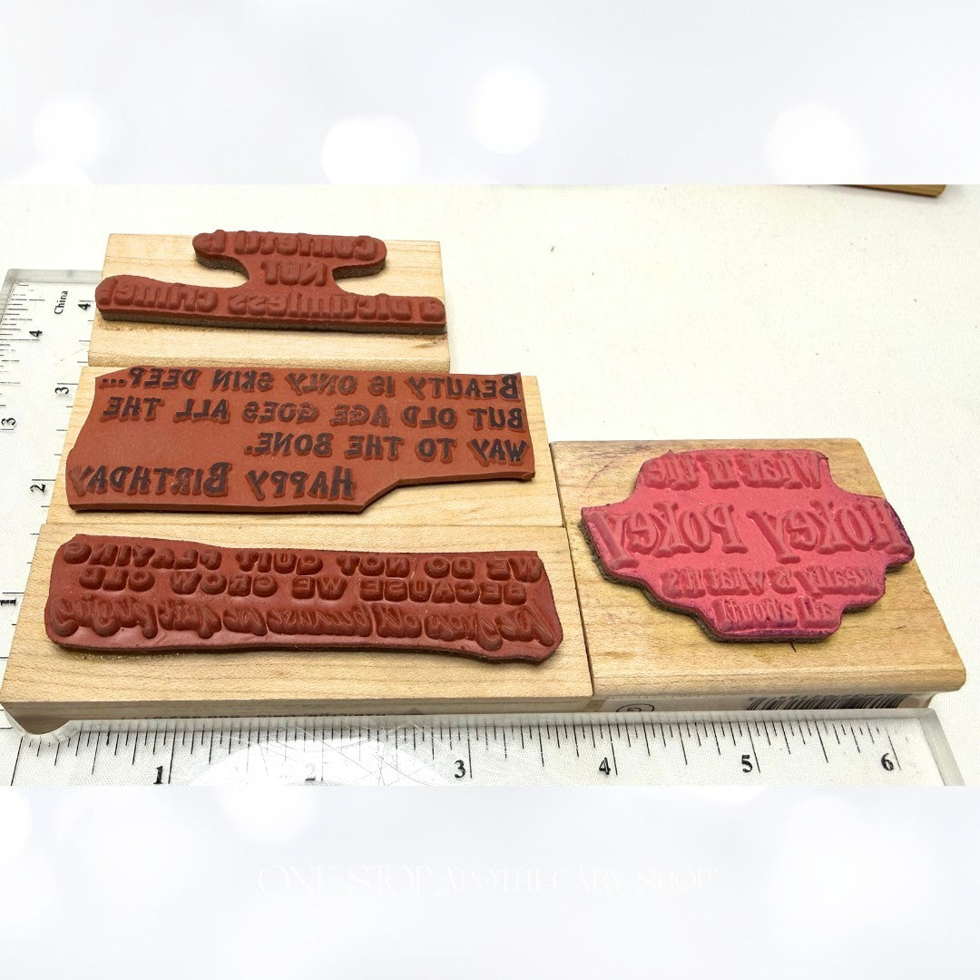 SNARKEY Funny Sayings Greetings Sentiments Birthday Wood Rubber Stamps Lot of 6