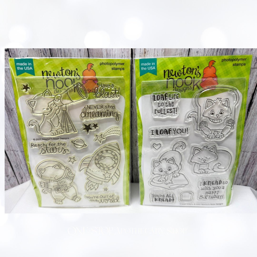Newtons Nook KNEAD KITTENS Out of this World Cats Rubber Stamps
