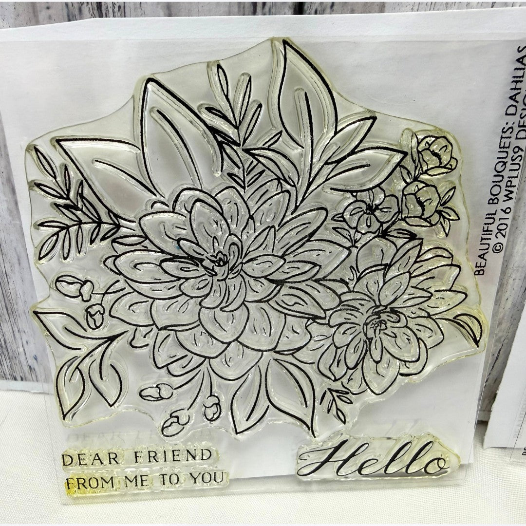 Wplus9 RANUNCULUS Dahlias Floral Flowers Rubber Stamps 