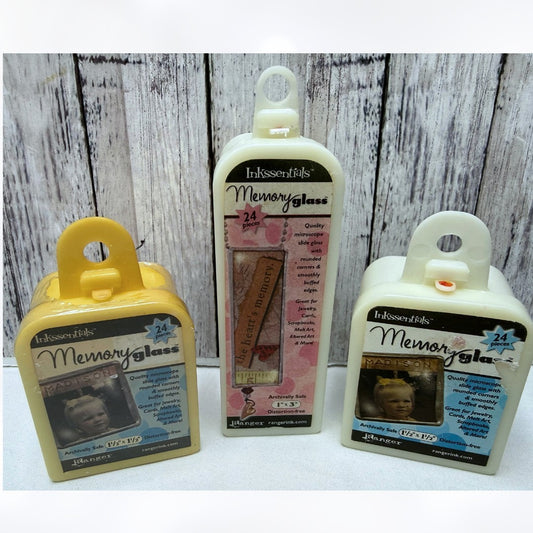Ranger Inkssentials MEMORY GLASS Slides Jewelry Making Lot of 3