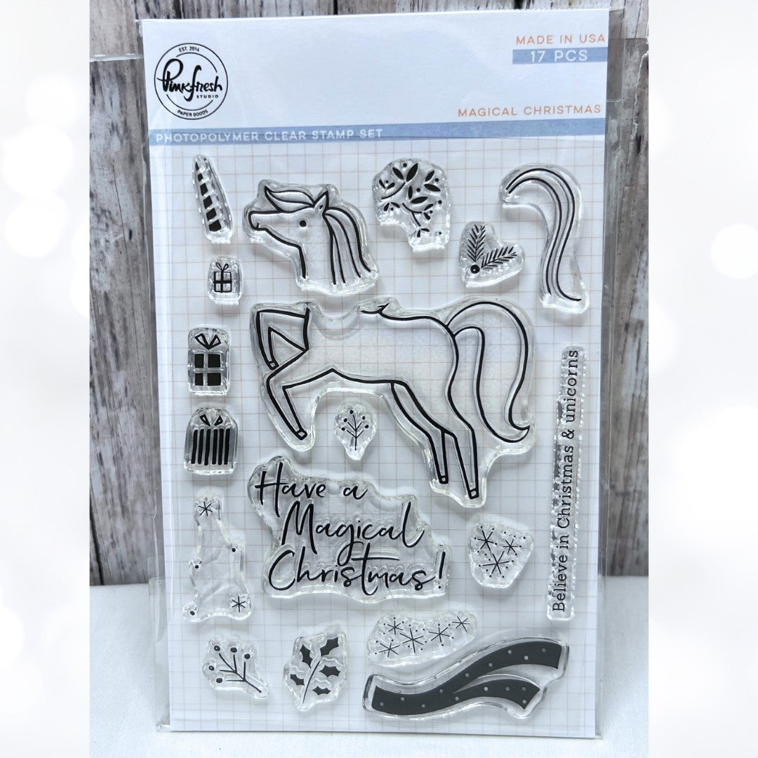 Pinkfresh Studio MAGICAL CHRISTMAS Unicorn Rubber Stamps