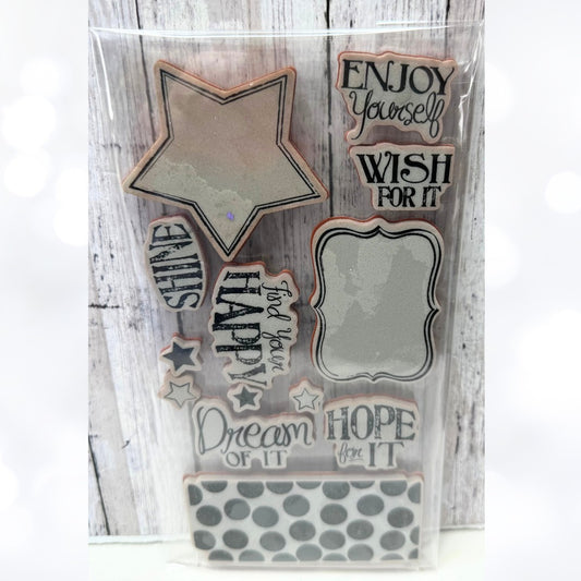 Graphic 45 STARS Dream Hope Wish Shine Rubber Stamps