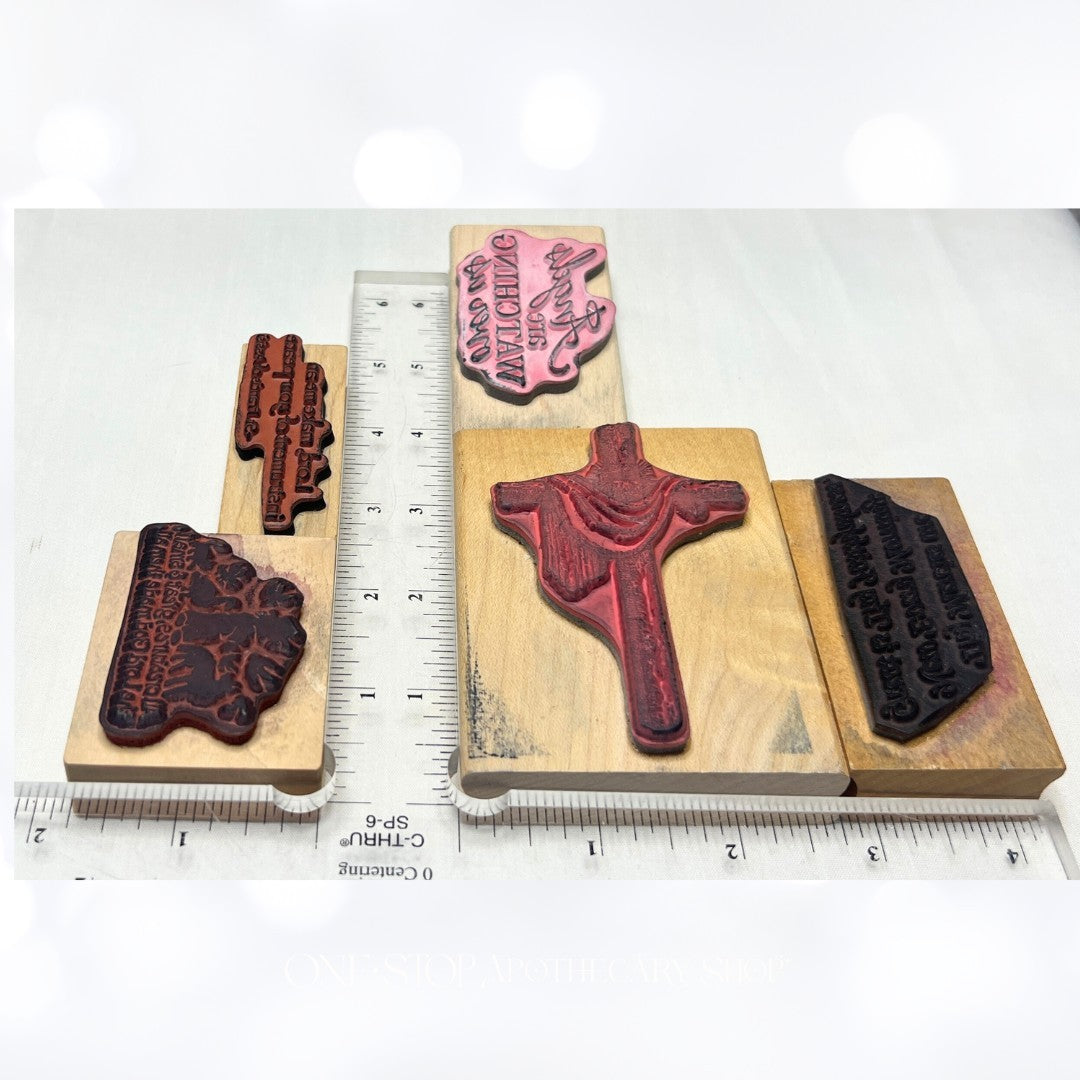 RELIGIOUS Cross Sayings Sentiments Rubber Stamps Lot of 5