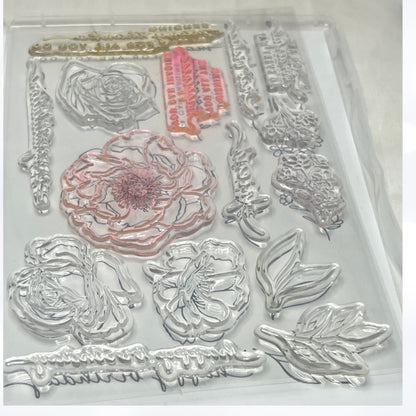 Stampin Up HAPPINESS ABOUNDS Flowers Blossoming Rubber Stamps Dies