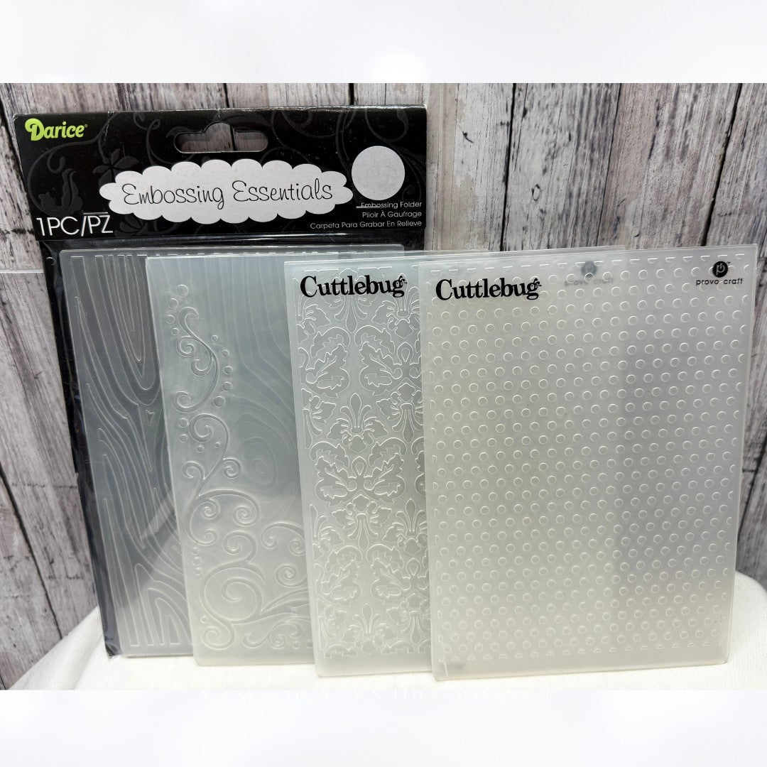 Cuttlebug Darice WOOD Dots Textures 5x7 Embossing Folders Lot of 4