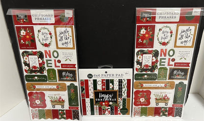 Carta Bella HAPPY CHRISTMAS Holiday Scrapbook Paper 12x12 Kit 6x6 Chipboard Lot