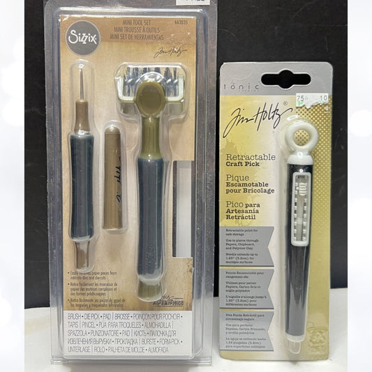 Tim Holtz Sizzix MINI TOOL SET Retractable Craft Pick Lot of 2