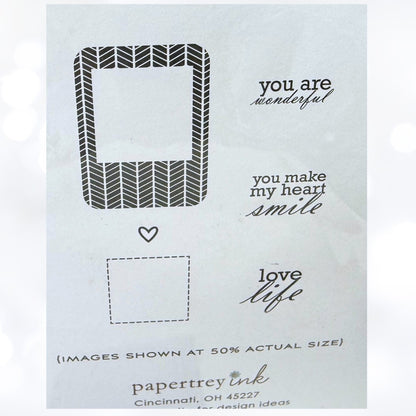 Papertrey Ink FRAMED OUT Frames Sentiments Words Rubber Stamps Dies