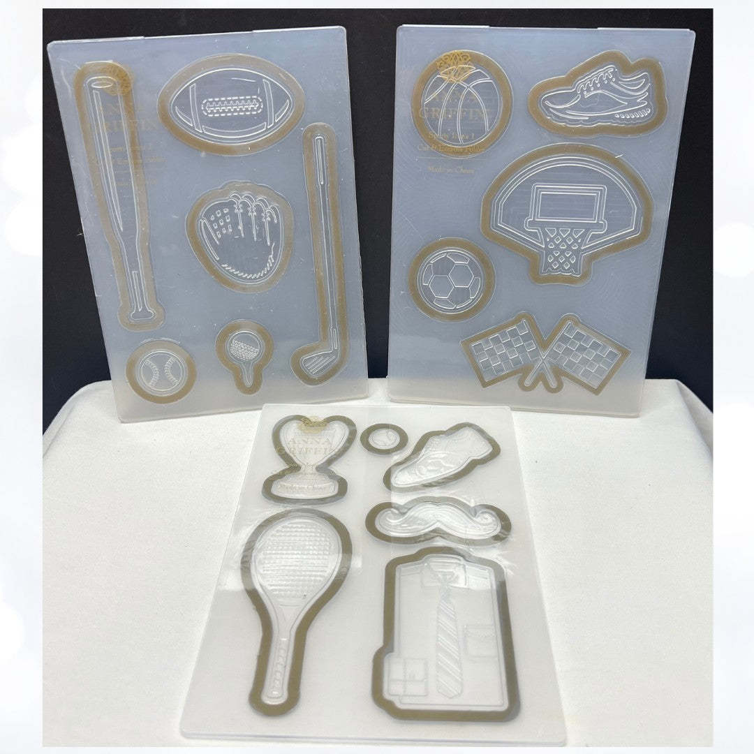 Anna Griffin SPORTY ICONS Sports Cut & Emboss Embossing Folders 