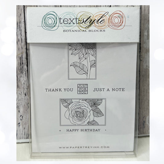 Papertrey Ink BOTANICAL BLOCKS Rose Sunflower Flowers Rubber Stamps