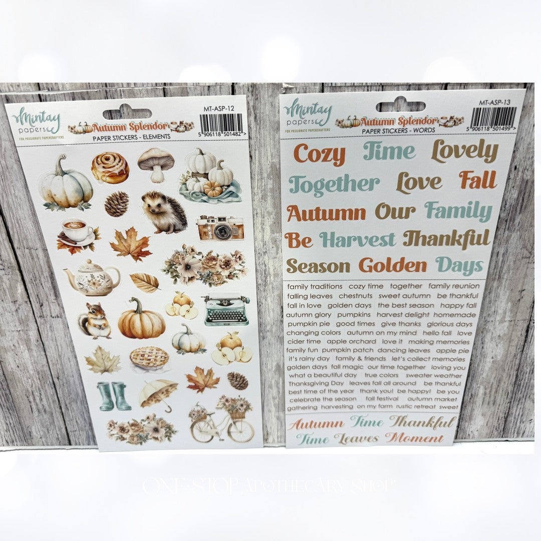 Mintay AUTUMN SPLENDOR Fall Critters 6x8 Paper Cardstock Die Cuts Stickers Kit