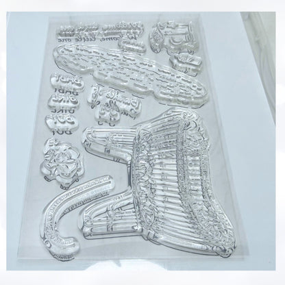 Stampin Up CRADLED IN LOVE Baby Shower Boy Girl Bassinet Rubber Stamps