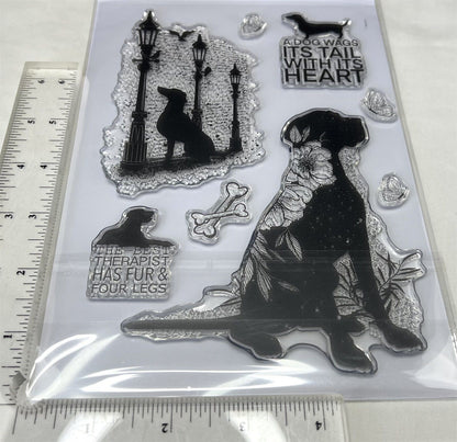 Aall & Create CANINE DREAMS Dog Sympathy Pet Puppy 6x9 Rubber Stamps Set