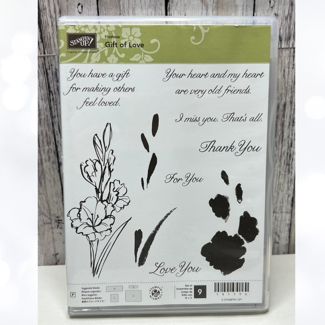Stampin Up GIFT OF LOVE Hollyhocks Flowers Rubber Stamps