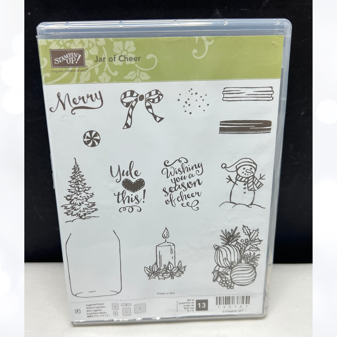 Stampin Up JAR OF CHEER Christmas Snowglobe Holiday Rubber Stamps