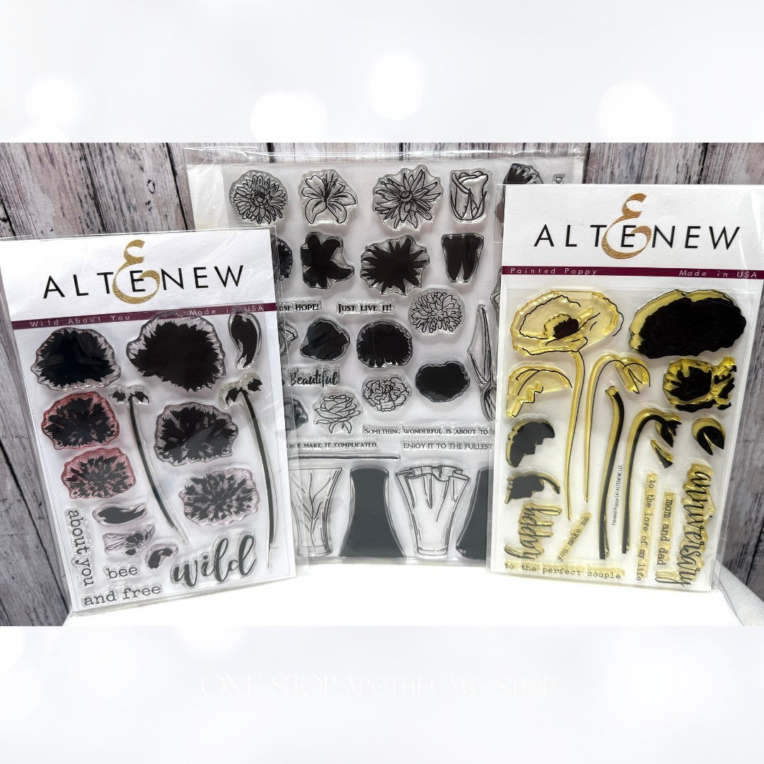 Altenew LIFE IS BEAUTIFUL Poppy Wild About You Floral Flowers Rubber Stamps Lot