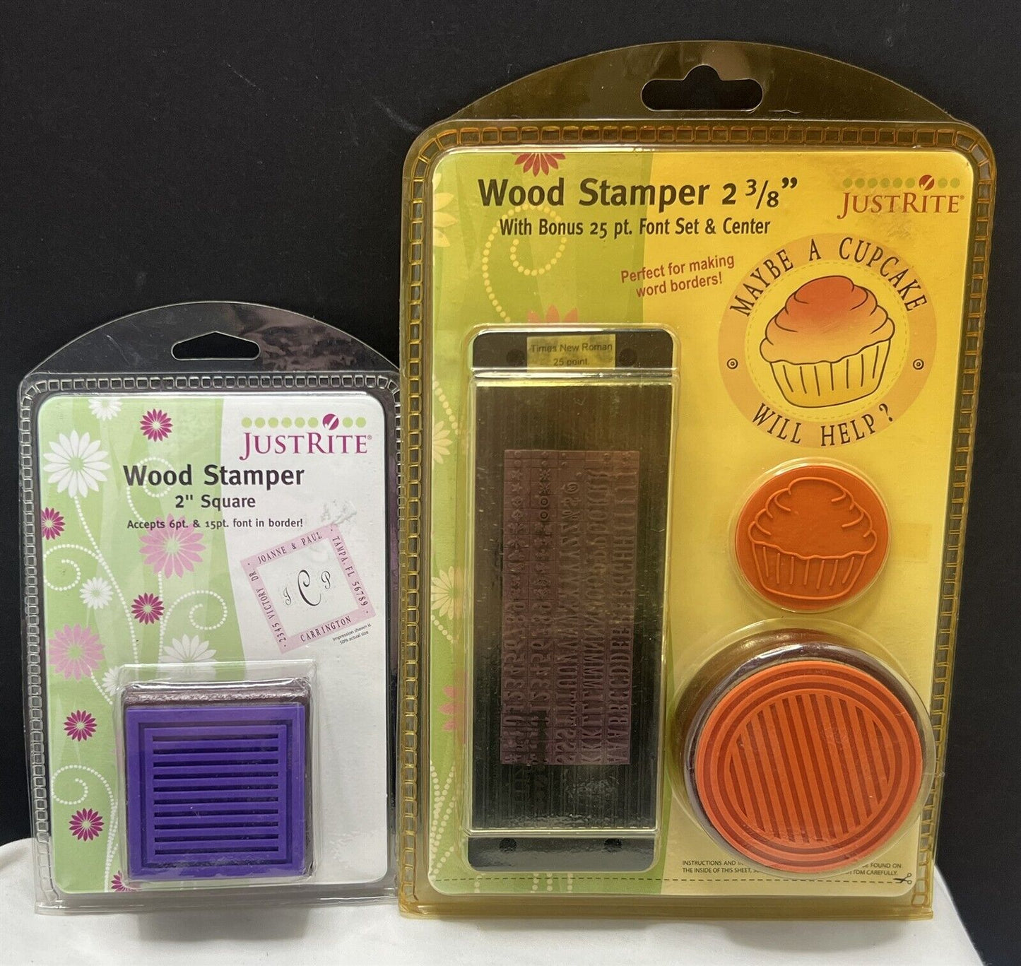 Justrite WOOD STAMPER Rubber Stamp Handles Circle Square Lot