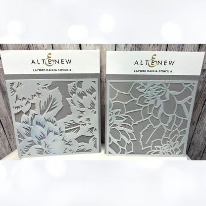 Altenew LAYERED DAHLIA Mega Blooms Rose Flowers 6x6 Stencils 