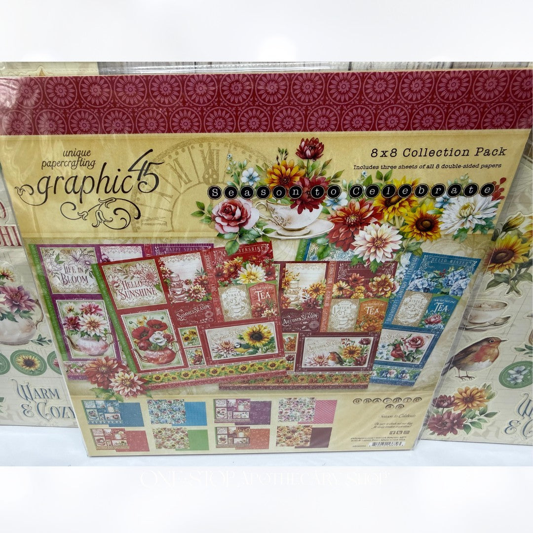Graphic 45 SEASON TO CELEBRATE 12x12 8x8 Paper Stickers Die Cuts Kit